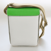Compact Traveller Bag in White & Green Box Calf Leather with Ivory Stitch detail.