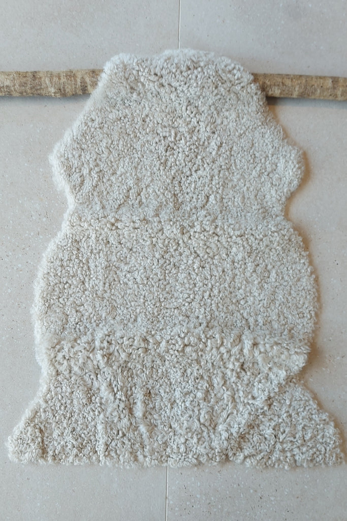 Short Curly English Sheepskin Cream Throw
