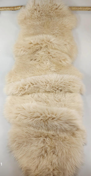 Double length luxurious warm creamy sheepskin fleece rug tanned in Devon UK ORDER from Flax and Fleece Co 07968310883