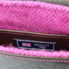 pink wool herringbone lining made in Yorkshire for Sam Brown London