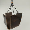 Dark Brown Leather plant pot hanger Height 12.5cm Width 8cm. Holds pot 13cm diameter. Made in Wiltshire UK BY Sam Brown London