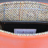 Showing-Harris-Tweed-lining with 1 x leather pocket for mobile phone-made-by-Sam-Brown-London England