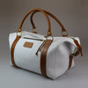 Weekend Luggage Bag in White & Tan