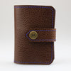 Brown leather Card Holder Wallet with SOFT Blue leather lining & stitch detail