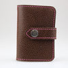 Stitched Brown Leather card walet with pink Thread with Nickel fixings made in Wiltshire Sam Brown London