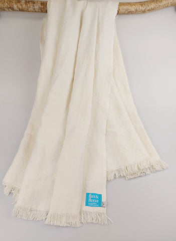 White 100% Pure Irish Linen Jacard