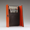 Key case in 2 tone orange & brown British bridle leather handmade to order by Sam Brown London studios in Wiltshire