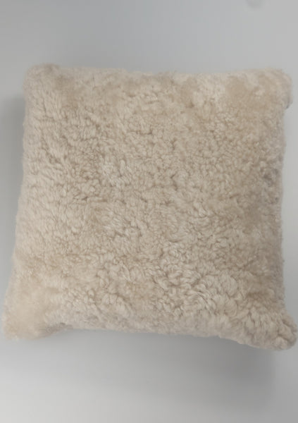 Short Curly English Sheepskin Cream Cushion