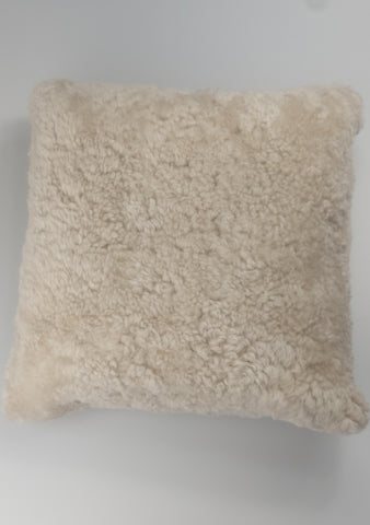 Short Curly English Sheepskin Cream Cushion