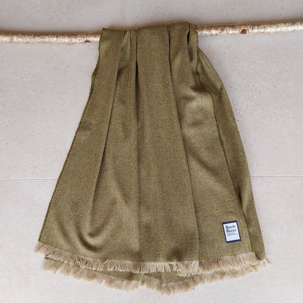 Apple & Sage Green Yorkshire Herringbone Tweed Throw & Wrap