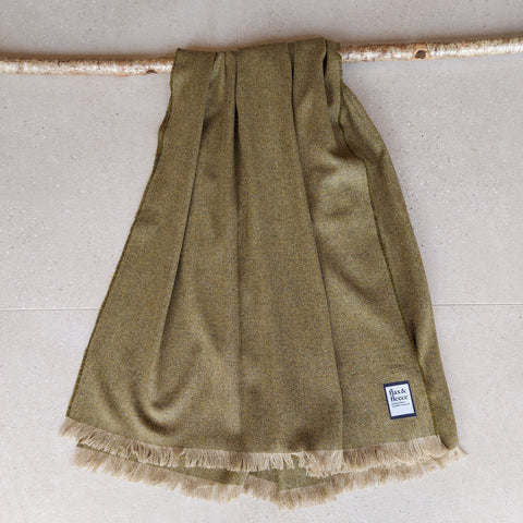 Apple & Sage Green Yorkshire Herringbone Tweed Throw & Wrap