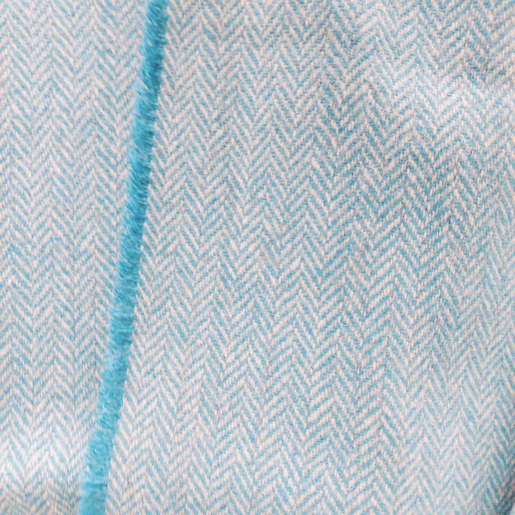 Aqua Blue Yorkshire Herringbone Tweed Throw & Wrap