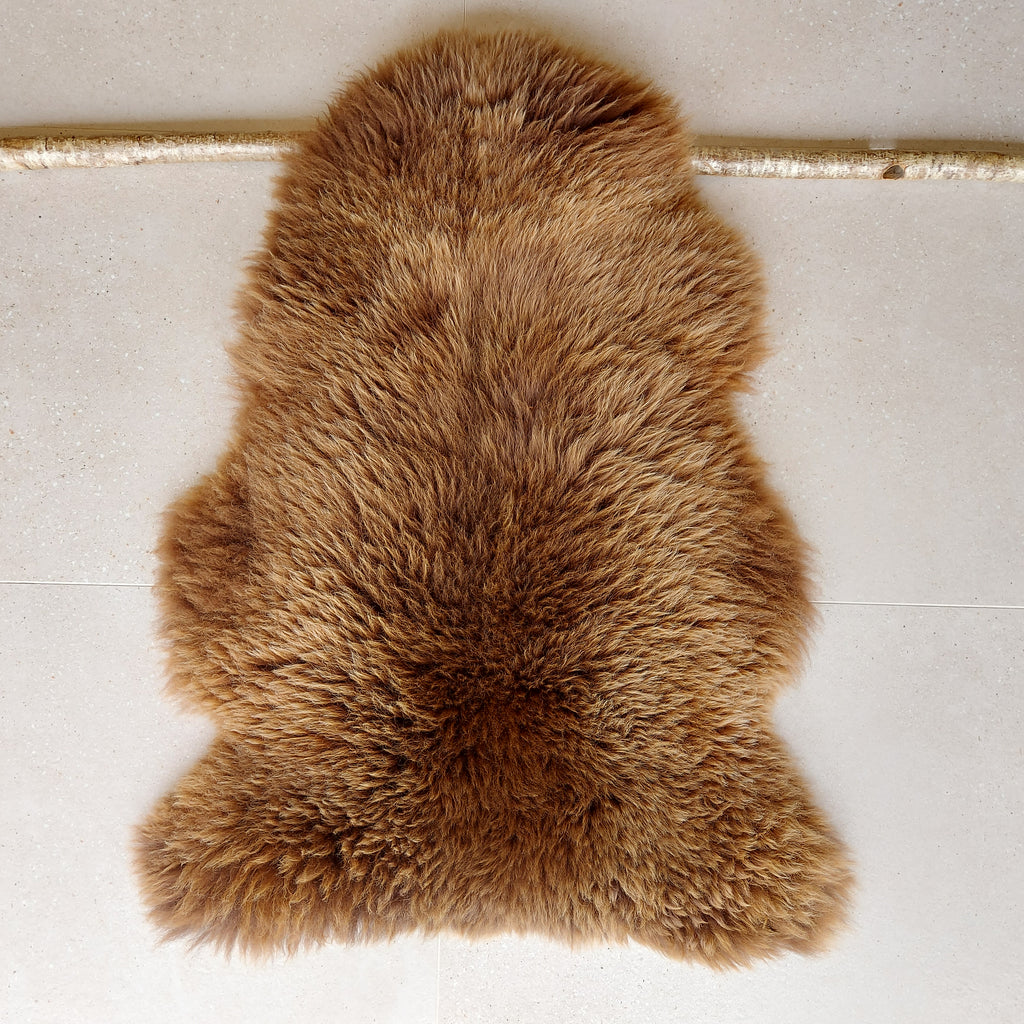 British Natural Tri-colour Sheepskin Rug and Throw - Warm Browns