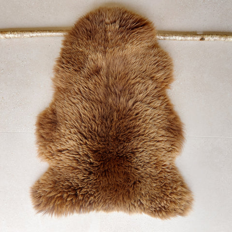 British Natural Tri-colour Sheepskin Rug and Throw - Warm Browns