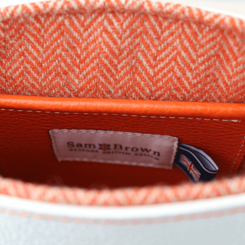 Compact Traveller Bag in Orange & White Leather