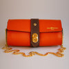 The Chelsea Clutch in Orange & Brown Grained Leather