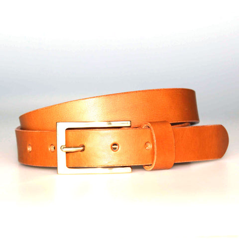 Classic Tan Jean Belt with Polished Brass Buckle 30mm Width