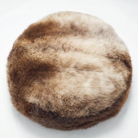 British natural browns, cream & grey sheepskin fleece pouffe stool or foot stool Made in Devon Flax & Fleece Co