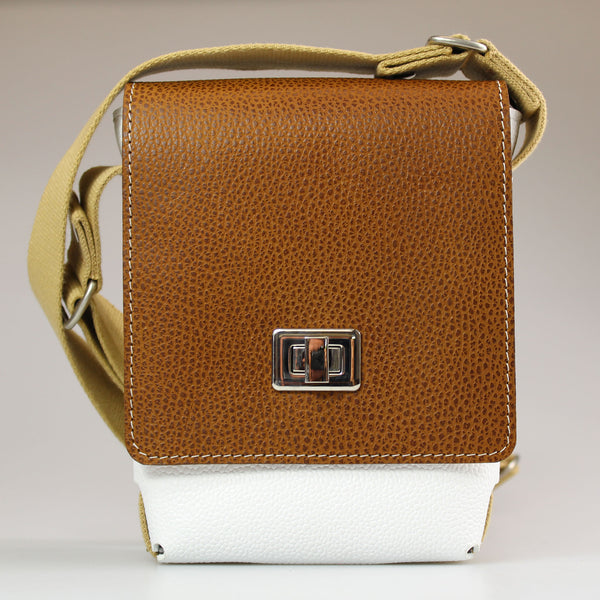 Tan_white_leather_across_body_bag_with_tan_cotton_webbing_strap_made_England_by_Sam_Brown_London