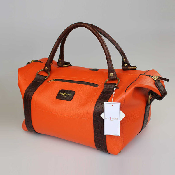 Weekend Luggage Bag in Orange & Brown Tuscan Leather