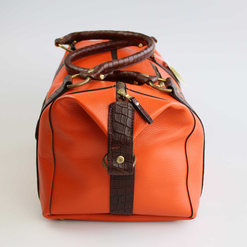 Weekend Luggage Bag in Orange & Brown Tuscan Leather
