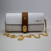 The Chelsea Clutch in White & Tan Grained Leather
