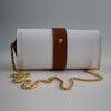 The Chelsea Clutch in White & Tan Grained Leather