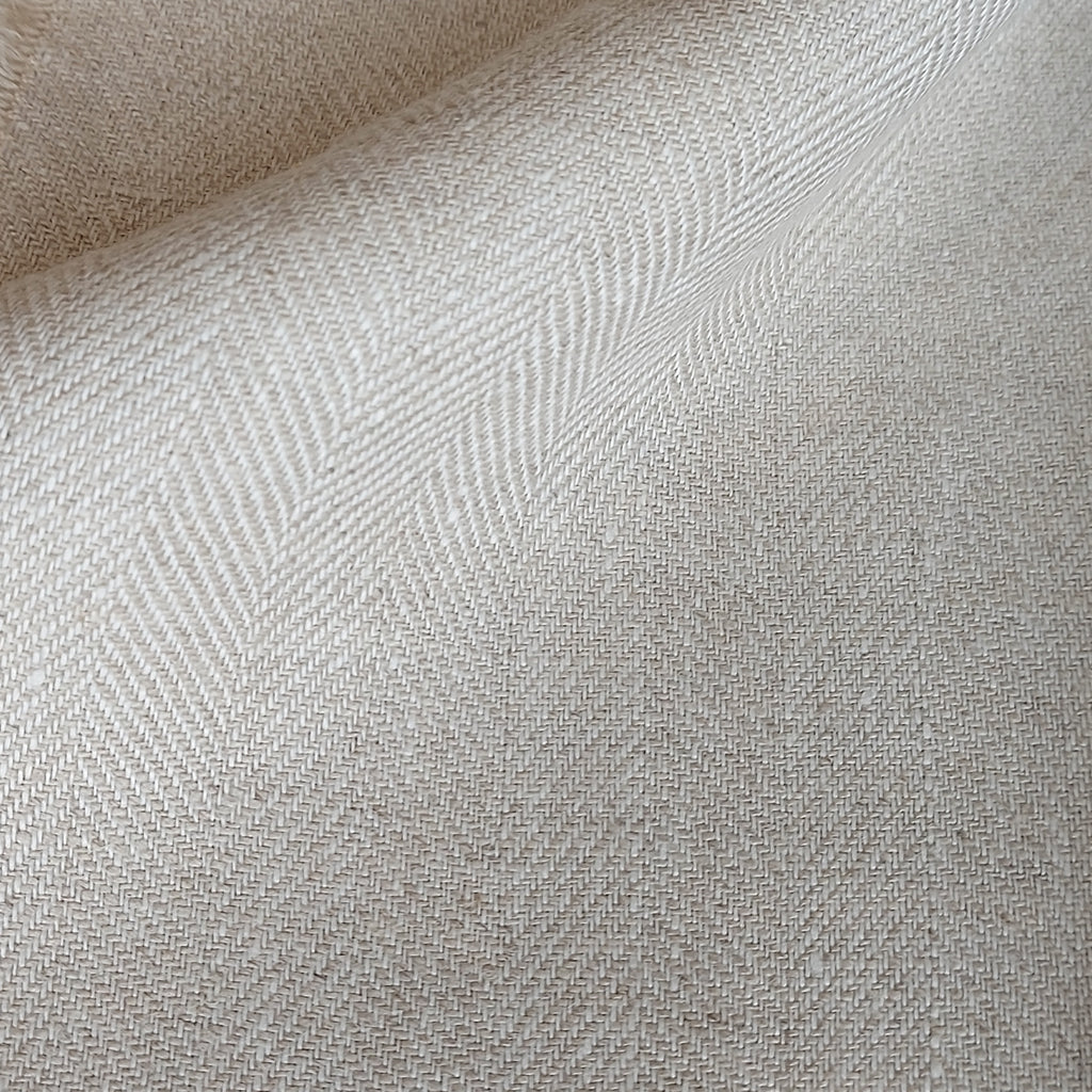 Off White & Cream Herringbone Pure Irish Linen