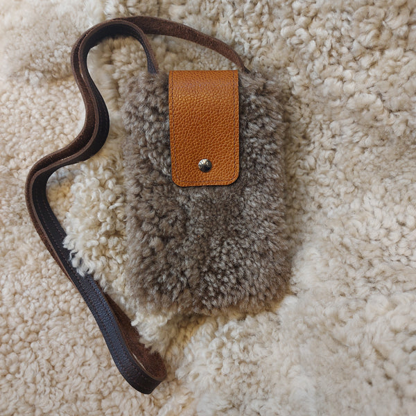 Stylish Sheepskin Mobile Phone Bag