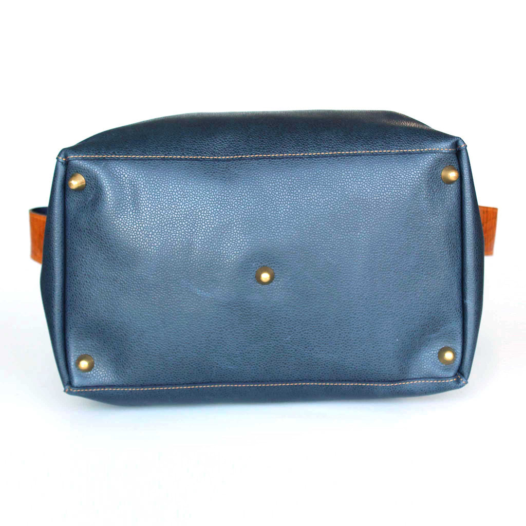 Maxi Blue & Tuscan Tan Tote Bag