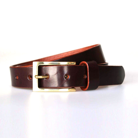 Classic Brown Jean Belt with Polished Brass Buckle 30mm Width