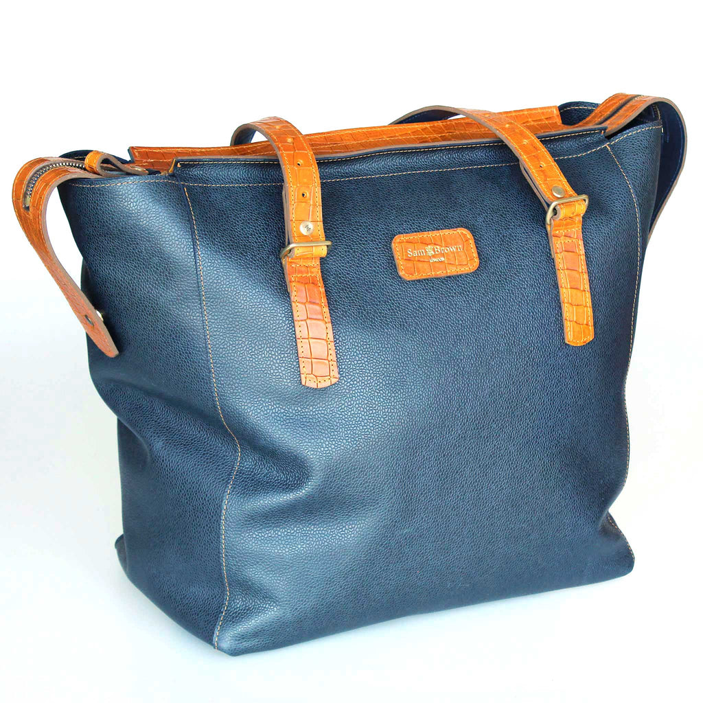 Maxi Blue & Tuscan Tan Tote Bag