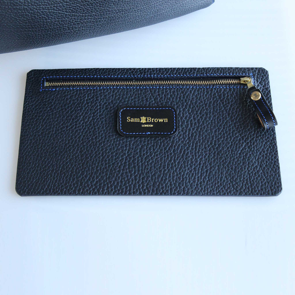 Maxi Blue Buffalo & Black Bridle leather Tote Bag