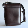 rear view of Brown leather crossbody bag showing the rich grain of leather