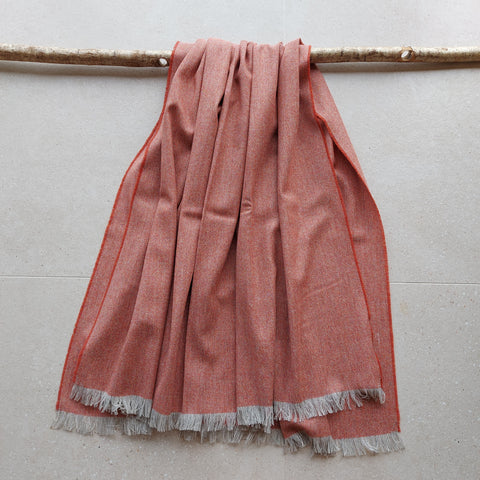 Saffron Orange Yorkshire Herringbone Tweed Throw & Wrap