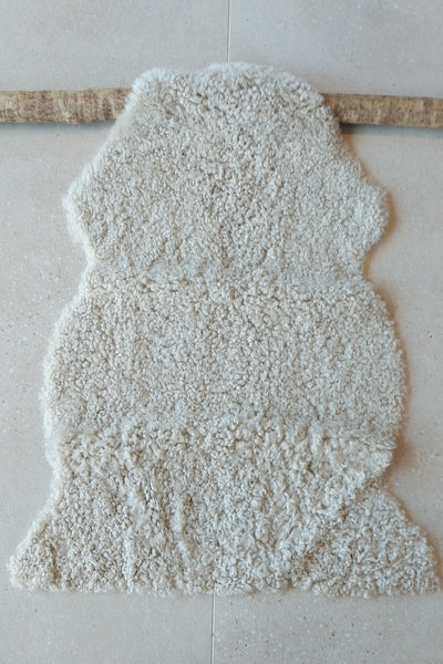 Short Curly English Sheepskin Cream Throw