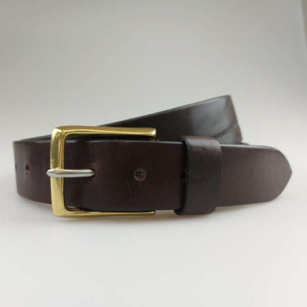 Classic British Brown leather Belt with brass buckle all made in UK  By Sam Brown London