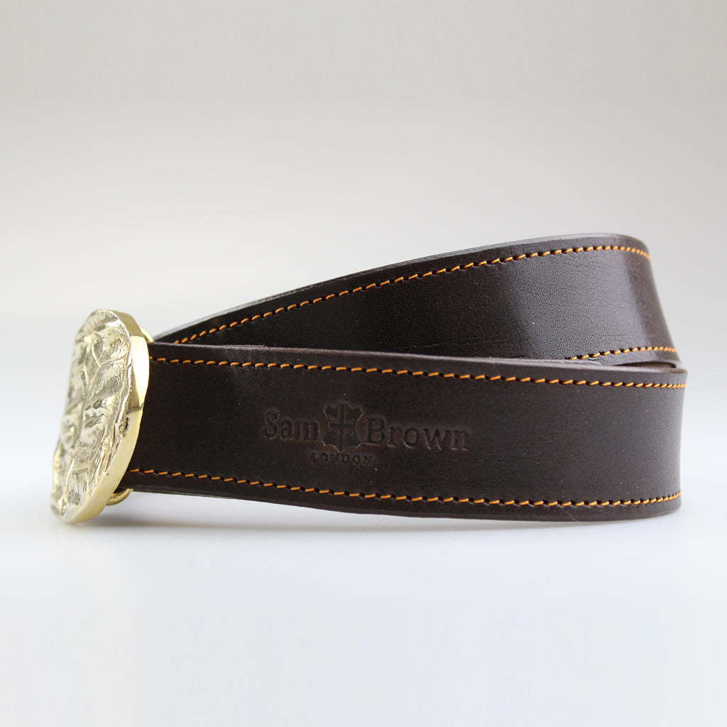 Made in England Western Style Buckle in solid Brass with Brown