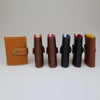 Card wallets in Tan-Black-Brown with soft leather lining in striking colours Hand made by Sam Brown London British Made 