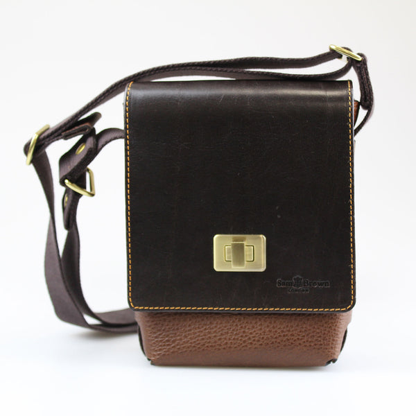 The Compact Traveller Bag-British-made-in-DARK-BROWN-BRIDLE-LEATHER & SOFT-box-calf-by-Sam-BROWN-London Wiltshire UK