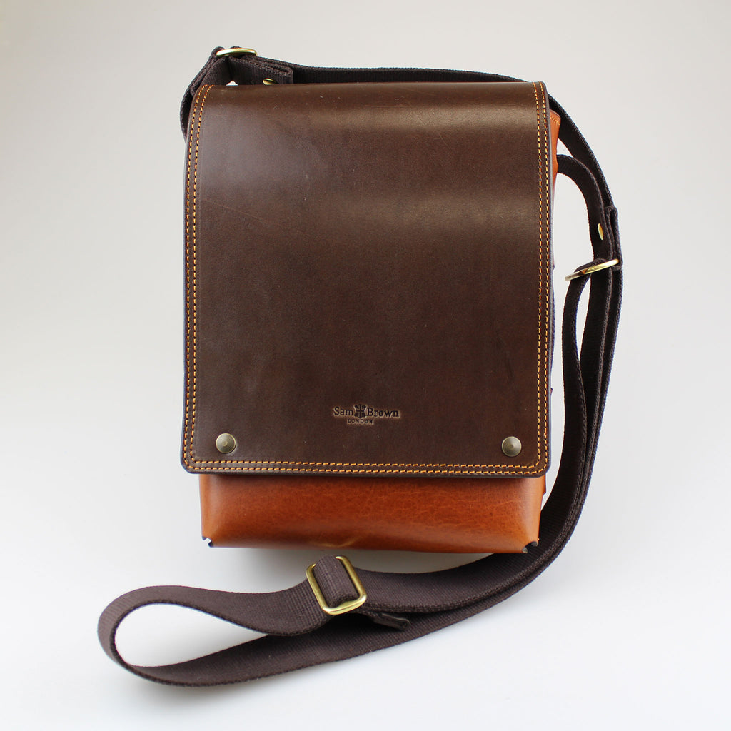The Cartridge Bag in Cognac with Yellow Stitch Detail
