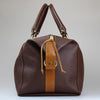 Beautiful 'caviar' grain leather large luggage bag in Brown with Tan trim for added strength and solid brass fixings