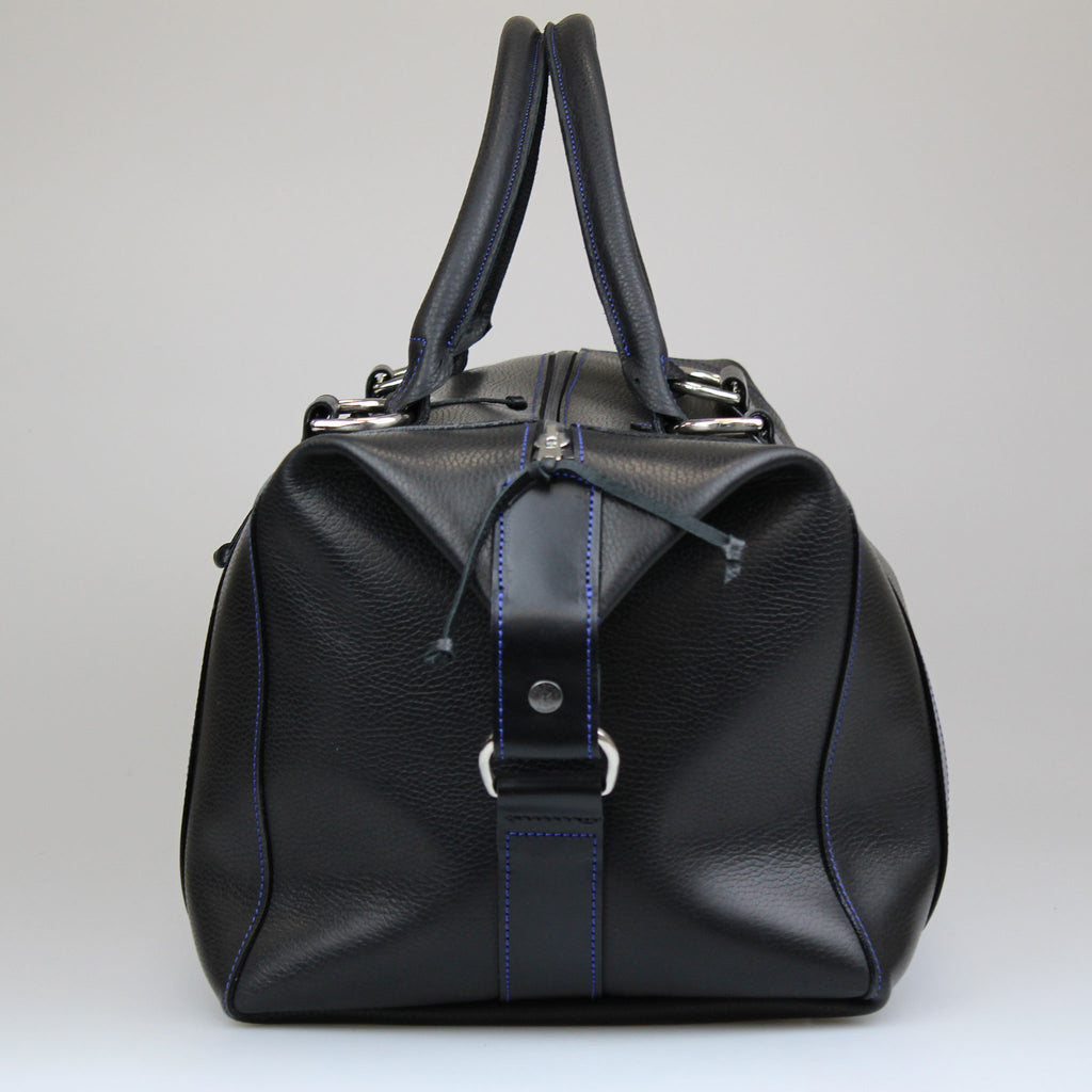 Weekend Luggage Bag in Black with Blue Stitching