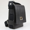Compact Traveller Bag in Black Bridle & Box Calf Leather with Black Stitch detail.