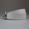 White Western Style Belt with Oblong Croc Buckle in White Metal Finish Buckle 40mm Width