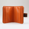 Brown Card Holder Wallet with soft Orange leather  lining & stitch detail